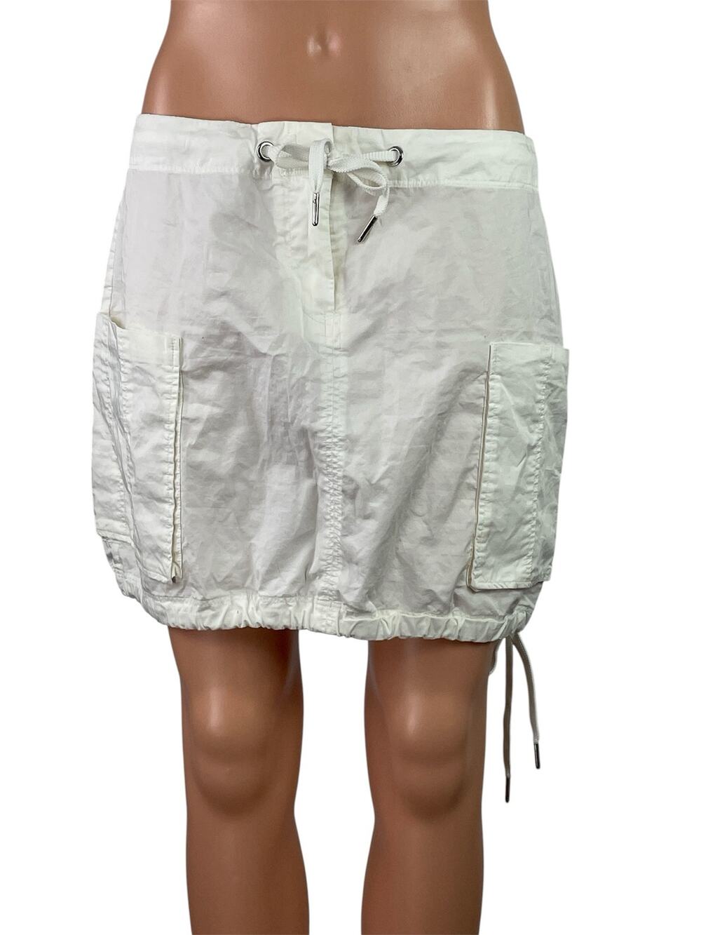 & Other Stories Women's White Tie Hem Pocket Mid Waist Pencil Mini Skirt Size M